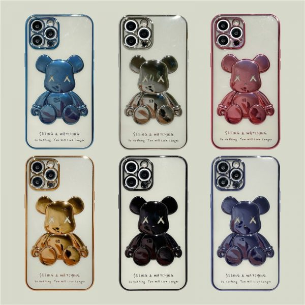 iPhone 13 Pro Max Violent Bear Plating Clear Phone Case (4)